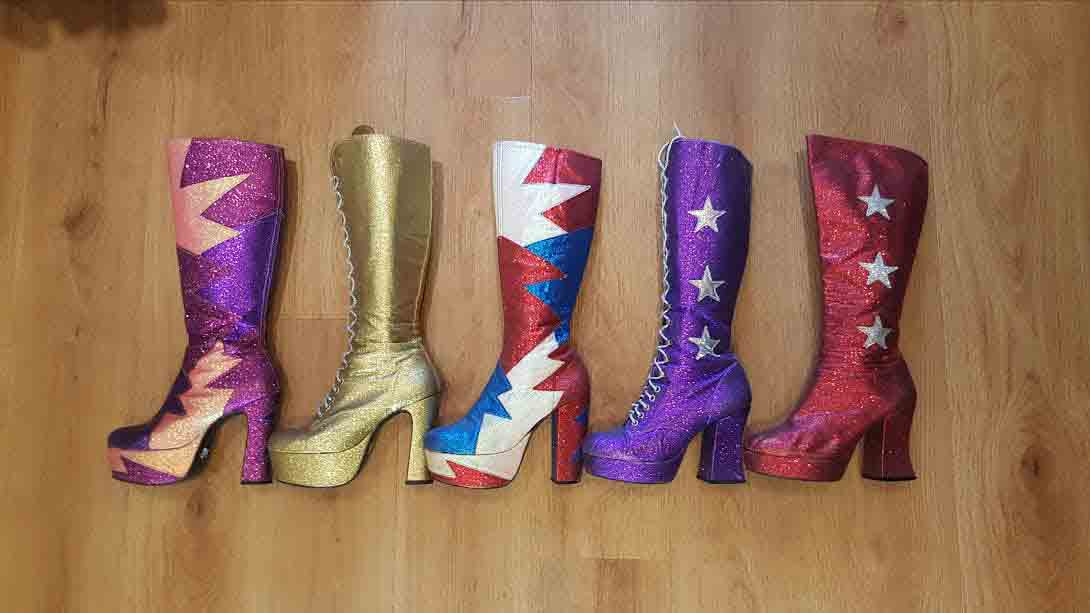 Custom-made 70s platform boots and shoes for fancy dress hire